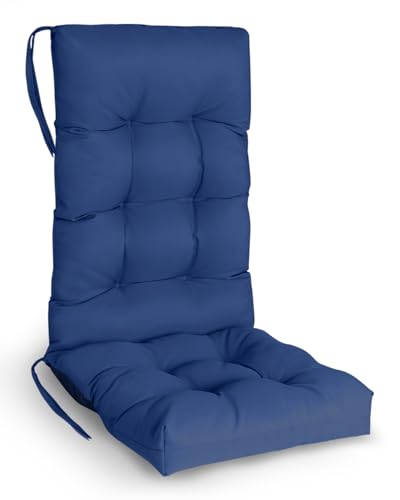 GREENVINES Rocking Chair Cushion | Polyester | Waterproof | Outdoor High Back Rocker Chairs Cushion | Seat with Ties | Non-Slip | Thickened Pad for Patio | 46.5" x 18.5" x 4.3" | Blue - color: Blue, size: 1PC