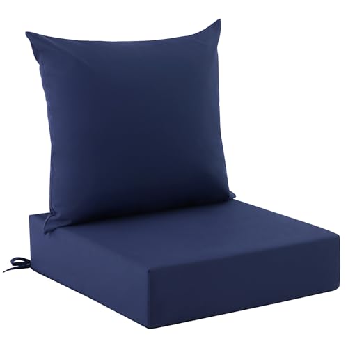 Outdoor Cushions for Patio Furniture, Outdoor Seat Cushion Set 24 x 24 x 5.75 Inch, Waterproof & Fade Resistant Outdoor Chair Cushions, Deep Seat Patio Cushion with Removable Cover, Navy Blue - color: Navy Blue, size: 24*24+5.75/25*22.5"
