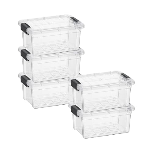 Superio Mini Storage Bins with Lids- Clear Boxes for Organizing, Stackable Plastic Containers- BPA Free, Non-Toxic, Odor Free, Organizer for Home, Office, Dorm, 3.5 Qt, 5 Pack - size: 3.5 Qt, style: 5 Pack