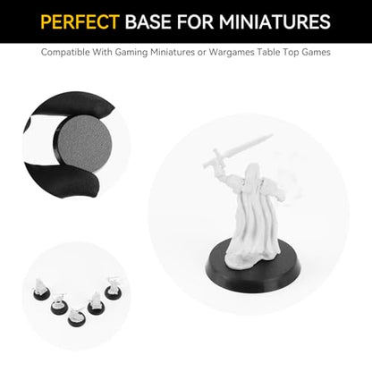 100PCS 32mm/1.26inch Textured Plastic Black Round Miniature Bases, Model Base for Gaming Miniatures or Wargames Table Top Games - color: 32mm-100pcs-black