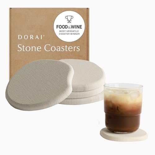 Dorai Home Stone Coasters Set - Diatomaceous Earth Water-Absorbing Drink Coaster for Coffee Table, Kitchen or Bar, Modern Stone Appearance | Sandstone - Set of 4 - color: Sandstone