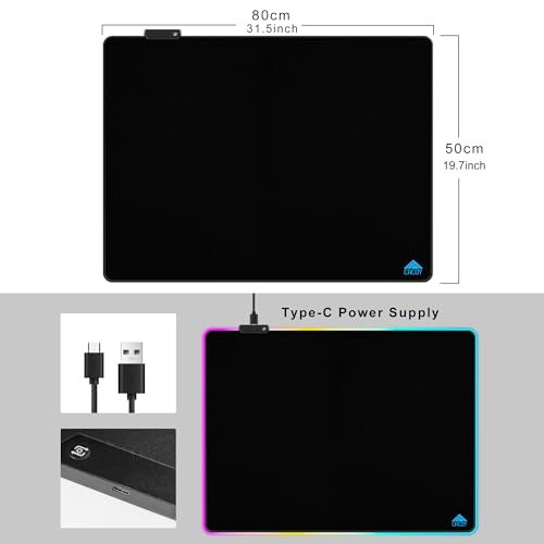 Cacoy 31.5 x 20 Inch RGB Gaming Mouse Pad, Large Mousepad with Led Light, RGB Keyboard Pad Gaming Accessories for Desk, Non-Slip Rubber Base Big Mouse Mat for Gamer, Extended Computer Desk Pad, Black - color: Rgb, size: 31.5" x 20"