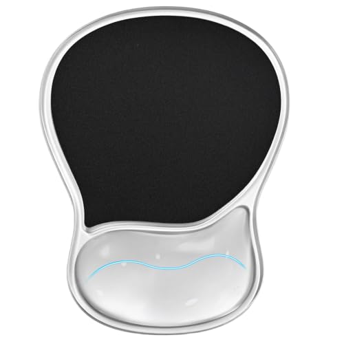 EooCoo Ergonomic Waterproof Mouse Pad with Gel Wrist Rest Support | Middle Concave Design, Leather Mouse Pad Surface, Relieve Wrist Pain, Computer Office Desk Accessories - color: Transparent Black
