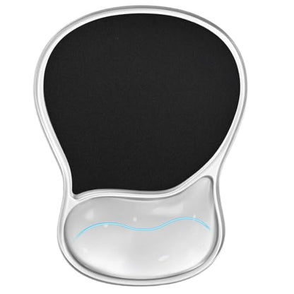 EooCoo Ergonomic Waterproof Mouse Pad with Gel Wrist Rest Support | Middle Concave Design, Leather Mouse Pad Surface, Relieve Wrist Pain, Computer Office Desk Accessories - color: Transparent Black
