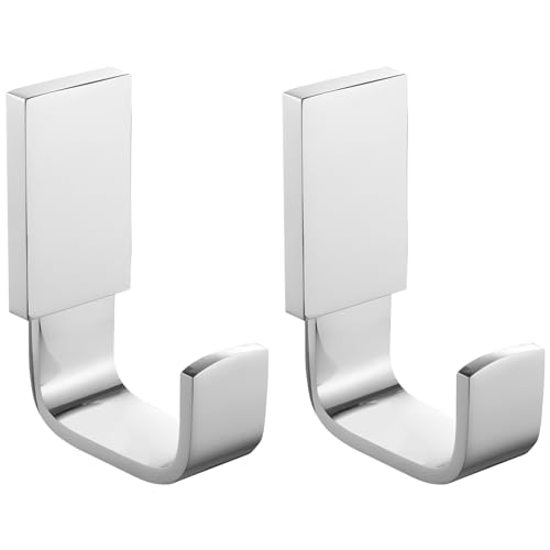 BESy Brass Clothes Hook Single Towel Hook for Bathroom Kitchen Garage Square Style Robe Hooks Coat and Hat Hook, Wall Mounted with Screws, Two Packs, Polished Chrome - color: Polished Chrome, size: 2 Pack