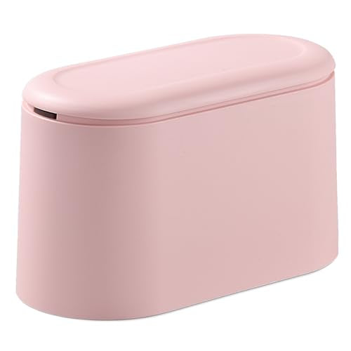 SUBEKYU 0.5 Gal Mini Countertop Trash Can with Lid for Desktop, Small Garbage Can for Office, Tiny Wastebasket,Pink - color: Pink 0.5 Gal with Lid