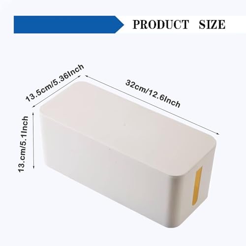 Cable Management Box Power Supply Hub Socket Storage Cable Box Wire Organizer with Cable Ties Cord Organizer Suitable for Living Room,Study and Office (White, Large) - color: White, size: Large