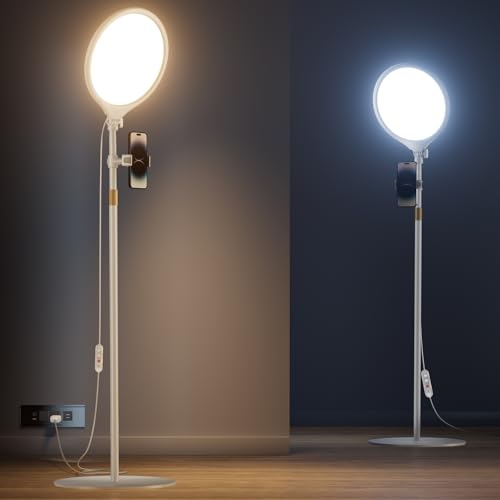 10.5" Ring Light with Stand and Phone Holder - 69" Tripod for iPhone with Light, Professional Led Ringlight for Video Recording/Make up/Streaming, Full Screen Light Ring for YouTube, Tiktok (White) - color: White