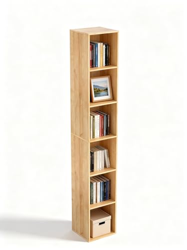 Cube Shelf Organizer, 6 Cube Oak Open Shelf, Freestanding 6-Tier Low Bookcase, DVD Shelf & Lego Display for Living Room, Bedroom, Home Office, Decor & Storage - color: Oak, size: 6-Cube