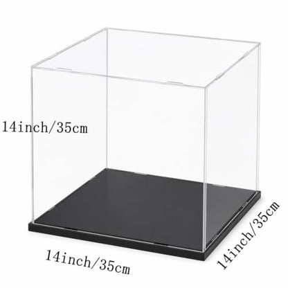 Clear Acrylic Display Case, 13.8x13.8x13.8inch (35x35x35cm) | Assemble Cube Display Box, Black Base, Dustproof Protection, For Collectibles Memorabilia Figurines - size: 13.8x13.8x13.8inch; 35x35x35cm