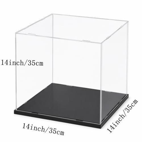 Clear Acrylic Display Case, 13.8x13.8x13.8inch (35x35x35cm) | Assemble Cube Display Box, Black Base, Dustproof Protection, For Collectibles Memorabilia Figurines - size: 13.8x13.8x13.8inch; 35x35x35cm