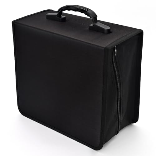 alavisxf xx CD Case, 432 Capacity Nylon Heavy Duty Organizer Wallet for Car | CD DVD Binder, Portable Handle, Zipper Closure, Anti-Slip Sleeves, Movie Media Disc Storage, for Home Office Travel - color: Black