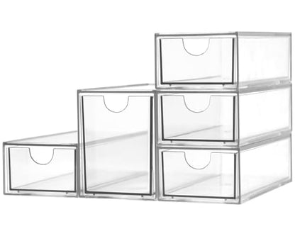 Acrylic Makeup Organizer, Clear Storage Organizer Desktop Stackable Storage Drawers, Plastic Organizer Bins for Makeup, Stationery, Cosmetics, Vanity, Bathroom,Cabinet,Pantry Office Desk (5 Drawers) - style: 5 Drawers