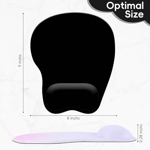 Mouse Pad with Wrist Rest Ergonomic Mouse Pad with Comfortable M-Shape Pain Relief Wrist Support Non-Slip PU Base Mousepad for Laptop, Office & Home (Black) - color: Black