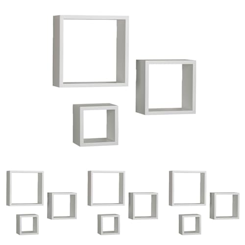 MELANNCO Floating Square Cube Shelves, for Bedroom, Living Room, Bathroom, Kitchen, Nursery, White (Pack of 12) - color: White, size: Set of 12
