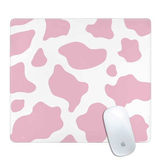 Skinit Small Gaming Mouse Pad - Pink Cow Print Design with Stitched Edges, Waterproof, Non-Slip Rubber Base, Desk Mat for Keyboard & Mouse, 12.6" x 11" inches - color: Pink - PTTRNS06, size: 12.6" x 11"