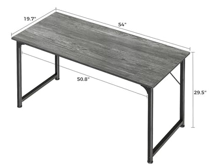 Huuger Computer Desk, 55 Inch Home Office Desk, Gaming Writing Work from Home Study Desk, Large Legroom, Sturdy Metal Frame, Modern Simple, Grey - color: Grey, size: 54inch