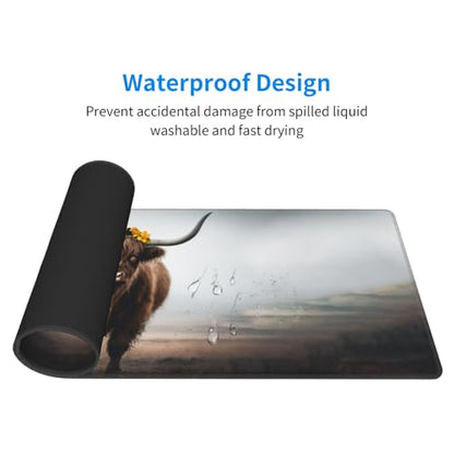 Highland Cow Gaming Mouse Pad, Large Non-Slip Rubber Base Mousepad XL 31.5x11.8in, Keyboard Mouse Mat, Desk Pad with Stitched Edges for Gamer Home&Office - color: 13