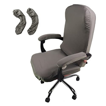 WOMACO Office Chair Covers, Stretch Computer Chair Cover with Armrest Covers, Universal Boss Chair Covers Modern Simplism Style High Back Chair Slipcover (Gray, Large) - color: 1-gray