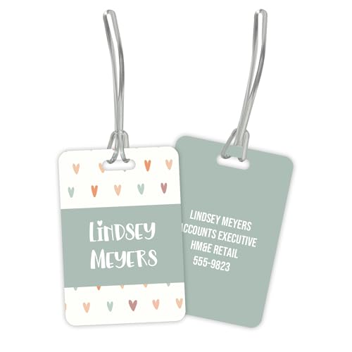 Personalized Pastel Hearts Luggage Tag / 2.75" x 4" Custom Trendy Bag Tag/Double Sided Durable Plastic Luggage Tag with Plastic Strap/Made in The USA - style: Hearts