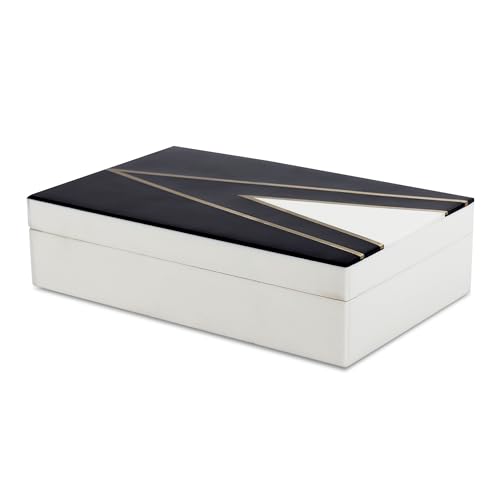 Handicrafts Home Black and White Decorative Storage Box with Lid– Slim Rectangular Storage Box, Handmade Resin Inlay Wooden, Remote Holder, Desk Organizer, Decorative Keepsake & Jewelry Box- 6x8x1.5 - color: KEPT-DAPPER-GENT, size: 8 x 5 x 2 Inches