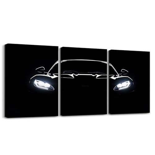 Erosebridal Black Race Car Wall Art,Race Car for Boys,Sports Canvas Wall Art Set of 3 for Kids Boys Girls Teens,Cars Racing Games Decor,12x16 - color: Black
