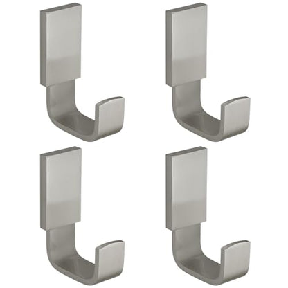 BESy Brass Clothes Hook Single Towel Hook for Bathroom Kitchen Garage Square Style Robe Hooks Coat Hooks Hat Hook, Wall Mounted with Screws, Four Packs, Brushed Nickel - color: Brushed Nickel, size: 4 Pack
