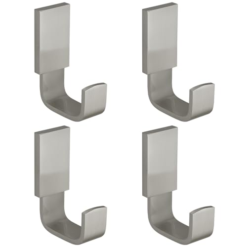 BESy Brass Clothes Hook Single Towel Hook for Bathroom Kitchen Garage Square Style Robe Hooks Coat Hooks Hat Hook, Wall Mounted with Screws, Four Packs, Brushed Nickel - color: Brushed Nickel, size: 4 Pack