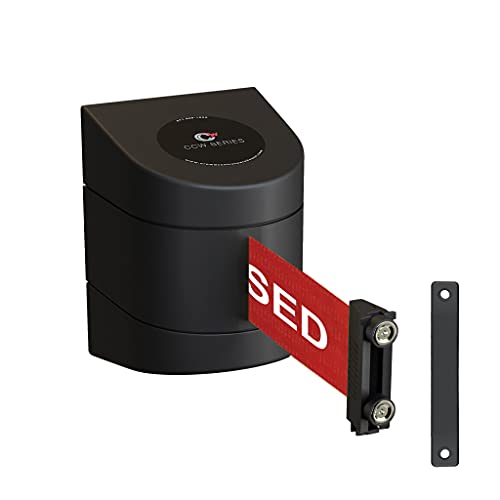 Crowd Control Warehouse - CCW Series WMB-220 Magnetic Wall Mount Retractable Belt Barrier - 15 Foot, Red with"This LINE is Closed" White Letters Belt with Black ABS Case - color: THIS LINE IS CLOSED Red, size: 15 foot belt