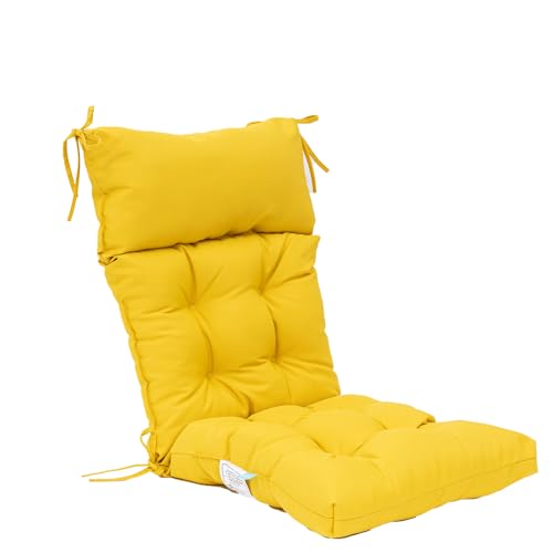 QILLOWAY Outdoor Rocking Chair Cushions Set of 2, 100% Polyester Waterproof Patio Rocking Chair Cushion, High Back Weatherproof Chair Pad for Adirondack & Outdoor Furniture, Yellow - color: Yellow