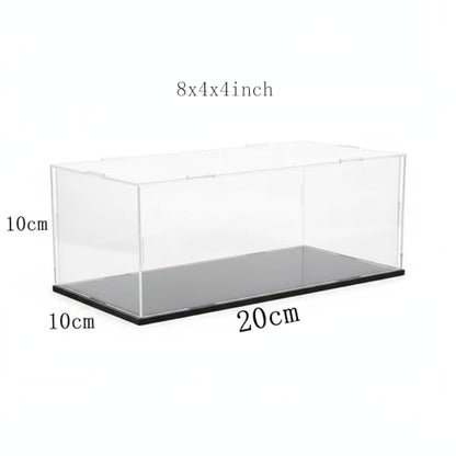 Clear Acrylic Display Case, 8*4*4inch (20*10*H10cm) | Assemble Cube Display Box, Black Base, Dustproof Protection, For Collectibles Memorabilia Figurines - size: 8 x 4 x 4 inches