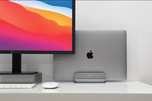 JOKItech Aluminum Laptop Vertical Stand Organizer, Sturdy Laptop Computer Holder Desktop Stand Compatible with new Retina Apple MacBook Pro/Air/Neo, Mac mini & iPad Pro - Spacegrey - color: Spacegrey