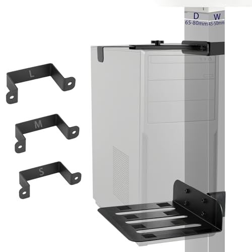 Under Desk PC Mount - Heavy Duty PC Stand for Standard Computer Tower Up to 9.64" Wide, Up to 50Lbs Weight, Clamped PC Bracket Holder Only for 65×45mm/75×45mm/80×50mm Standing Desk Leg, No Drill