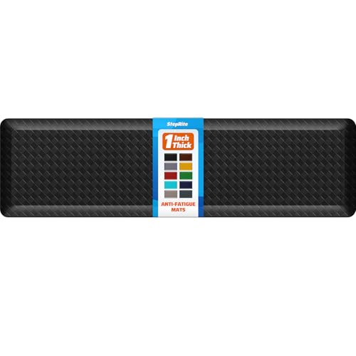 StepRite 1” Thick Kitchen Mats for Floor, Anti Fatigue Kitchen Rugs, Non-Slip,Heavy Duty Water Resistant Kitchen Rug, Standing Desk Mat for Friends, Family, Home, Kitchen, Office (72" x 20", Black) - color: Black, size: 72"L x 20"W x 1"Th