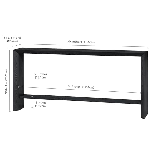 Henn&Hart 64" Modern Farmhouse Console Table, Sofa Table, Natural Black - color: Natural Black