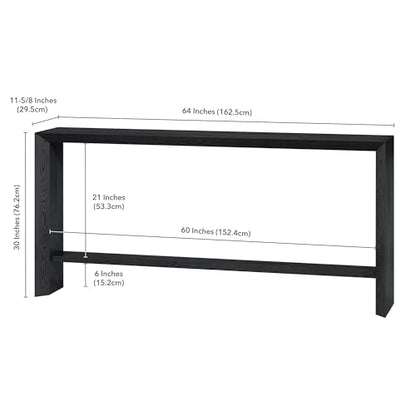 Henn&Hart 64" Modern Farmhouse Console Table, Sofa Table, Natural Black - color: Natural Black