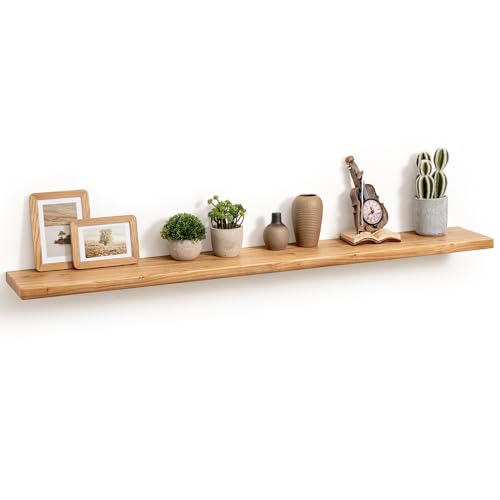 Fun Memories 55 Inch Wood Floating Shelves, Natural Elm Wood Floating Shelf for Wall, 8 Inch Deep Wall Shelves for Home Storage & Display, Deep Rustic Wooden Shelves for Living Room, Bedroom, Kitchen - color: Usa-sourced Elm Wood, size: 55"W x 8"D