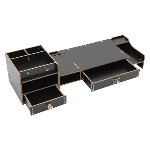Computer Monitor Stand, Computer Rack with Drawers, Two top Platforms Desk Organizer Monitor Stand with Extra Large Storage Desktop Computer Stand for PC, Laptop, Printer, Screen, TV (06) - size: 06