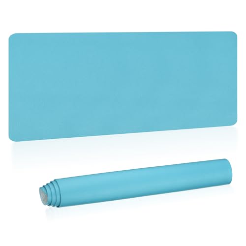 Patikil 48"x17" Dual Sided Desk Pad - Non-Slip Waterproof PU Leather Desk Protector Cover for Office/Home Work/Study, Blue - color: Blue, size: 48"x17"