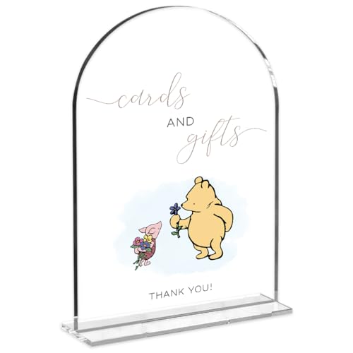 Cute Bear Baby Shower Sign Decor Arch Acrylic 5x7 Inch Sign 18 | Cute Bear Centerpieces Baby Shower & Event Gift Stations Dessert Table Decor - color: Cards1