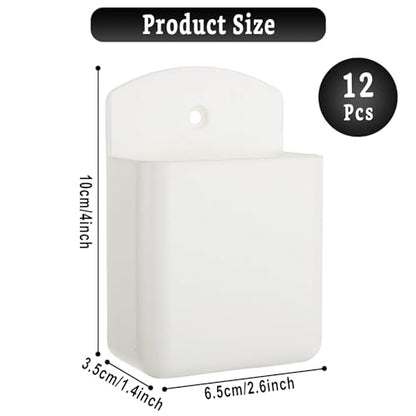 12 Pcs Remote Control Holder Wall Mount, White Self Adhesive Wall Organizer, TV Remote Holder Wall Pen Holder for Home, Office, School