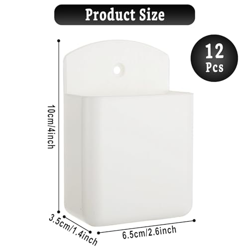 12 Pcs Remote Control Holder Wall Mount, White Self Adhesive Wall Organizer, TV Remote Holder Wall Pen Holder for Home, Office, School