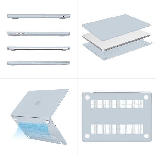 MOSISO Compatible with MacBook Air 13 inch Case M5 2026 M4 2025 M3 M2 2024-2022 A3449 A3240 A3113 A2681, Scratches-Resistant Protective Hard Shell for MacBook Air 13.6 inch Case, Baby Blue - color: Baby Blue