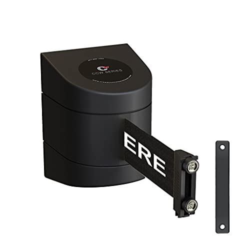 Crowd Control Warehouse - CCW Series WMB-230 Magnetic Wall Mount Retractable Belt Barrier - 30 Foot Belt, Black with"Please Wait HERE" White Letters Belt with Black ABS Case - color: PLEASE WAIT HERE, size: 30 foot belt