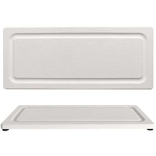 2 PCS Fast-Drying Stone Trays for Bathroom Sink & Kitchen Counter, Water Absorbing Diatomite Sink Coasters, Vanity Tray, Hand Soap Holder with Anti-Skid Pads (11" x 4.7" White) - color: 11" X 4.7" White