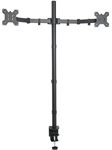 VIVO Dual Monitor Stand Up Desk Mount Extra Tall 39 inch Pole, Fully Adjustable Stand for up to 27 inch Screens, Black, STAND-V012 - size: 13" - 27" screens