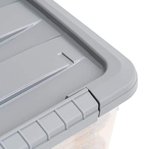 Amazon Basics Plastic Storage Containers with Secure Latching Lids, Stackable Organization Bins, Clear/Grey, 12 Quart, Set of 6 - size: 12 Qt. - 6 Pack