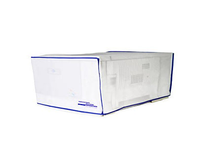 Printer Dust Cover, Covers Inkjet or Laser Printers, Silky Smooth Antistatic Vinyl, Translucent Coconut Cream Color with Blue Trim, Several, (18W x8H x16D) - size: 18W x8H x16D