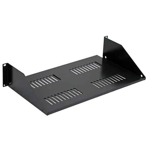Aeons 2U 19-inch Universal Server Shelf Rack Mount Vented Cantilever Center Mount Shelf 10-Inch Deep, Fixed Server Rack Cabinet Vented Shelf Black - 10" Depth - style: 2U-10" Vented