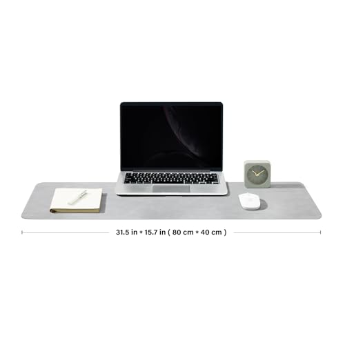 Distressed Leather Desk Mat - Non-Slip PU Desk Pad for Office and Home - Desk Organization and Accessories - Ideal for Large Mouse Pad and Desk Mats on Top of Desks(Ash Gray,31.5"x 15.7") - color: Ash Gray, size: 31.5" x 15.7"